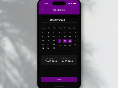 Daily UI Design Challenge | Day 80 | Date Picker accessibility blackmode branding challenge080 colortheory contrast dailyui darktheme datepicker design graphic design icons illustration mobileview typography ui usercentric ux