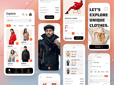 Ecommerce App app brand clean clothes colorful colors e commerce ecommerce fashion filter gradients interface ios line list minimal product store ui