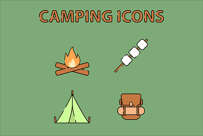 Cute Camping Icons icon vector