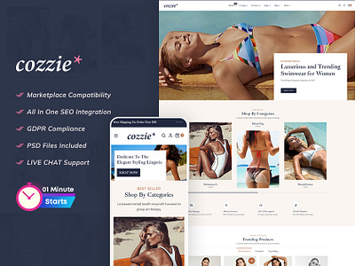 Cozzie – Sexy Lingerie, Swimwear & Undergarments eCommerce Theme cozzie design fashion innerwear lingerie opencart prestashop sexy swimwear template templatetrip undergarments unique women woocommerce wordpress