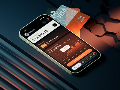 Bank Application Design Concept 3d applicaton bank banking dark theme mobile ui ux uxui