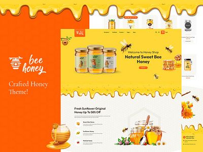 HoneyBee – Clean, Professional & Modern eCommer Responsive Theme design drinks ecommerce healthy honey honeybee illustration opencart prestashop shopify sweet template templatetrip ui unique woocommerce wordpress