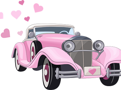 Retro auto auto barbi childrensbookart childrensbooks design graphic design illustration love pink retro valentine day vector art