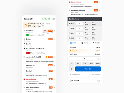 Sportsbook Betslip. bet betslip betting design experience placebet sportsbook ticket ui ux