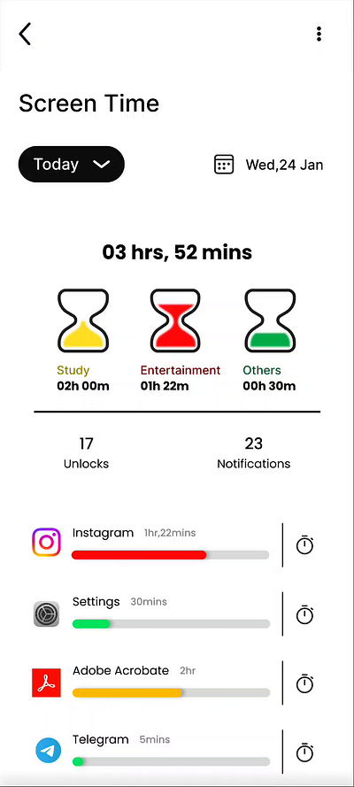 Day 7/100 settings (screen time ) 007 100 day ui challange branding design graphic design illustration screen time ui