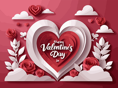 Happy_Valentines_Day_in_Paper_Style_Creative_ai. design graphic design illustration vector