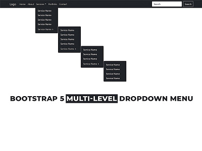 Bootstrap 5 Multi-level Dropdown Menu bootstrap bootstrap 5 dropdown css menu css3 divinectorweb html5 navbar responsive menu