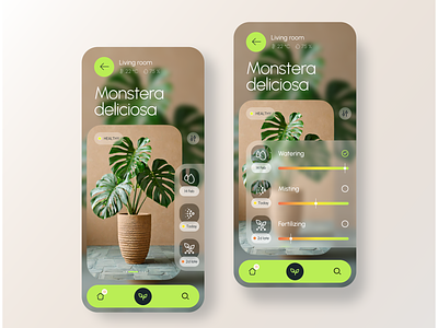 Plant Care app app design grid mobile plant care ui design
