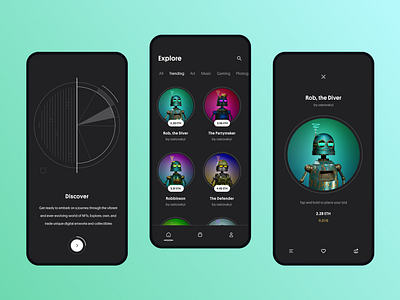NFT Mobile App app crypto crypto app design interface mobile app mobile design nft nft app non fungible token ui ux
