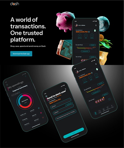 Dash App branding e commerce figma illustrator product design receive money send money ui uiux ux