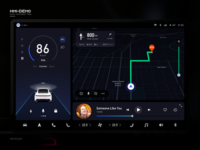 HMI—Dashboard Automotive Dark theme adas ui auto design auto ui car ui dark theme dashboard design hmi nav design pad ui ui ui design