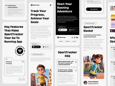 SportTrack | Homepage Mobile 3d app branding coach data design graphic design homepage illustration mobile responsive runner running service statistics tracker tracking trainings ui website