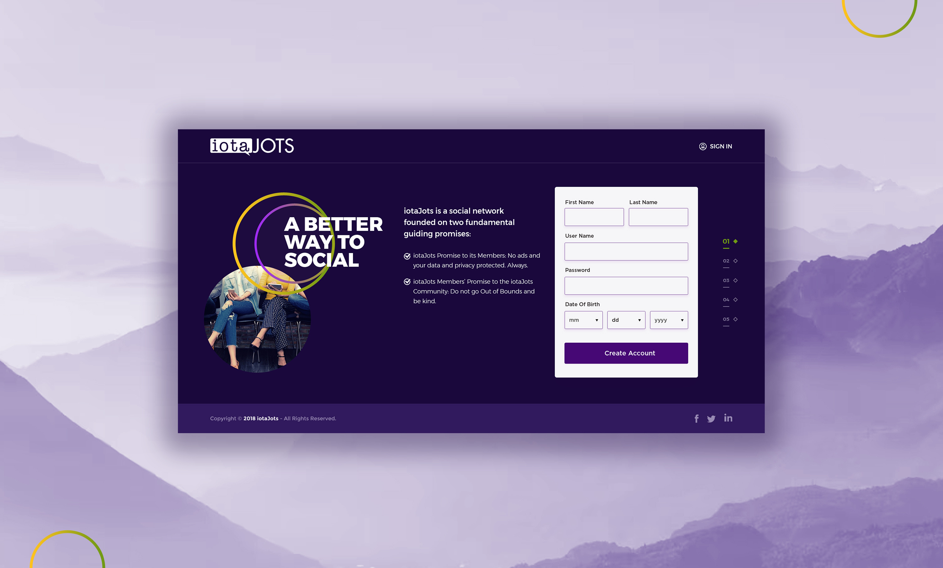 Social Networking Site graphic design landing page ui