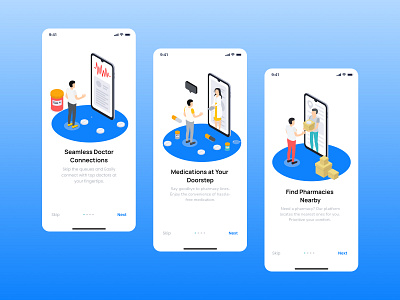 Onboarding Screens app branding design illustration typography ui ux