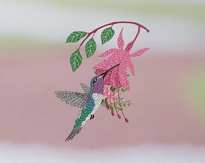 Hummingbird and fuchsia machine embroidery design bird craft embroidery embroidery design embroidery digitizer embroidery digitizing embroidery digitizing company flower