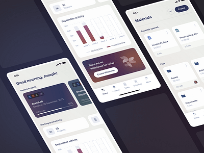 Internal Management System for Mobile cards dashboard folder gradients library mobile app mobile design performance product design project projects statistics ui ux