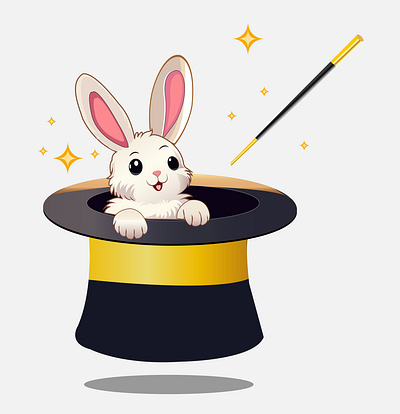 Magic hat with bunny graphic design illustration ui