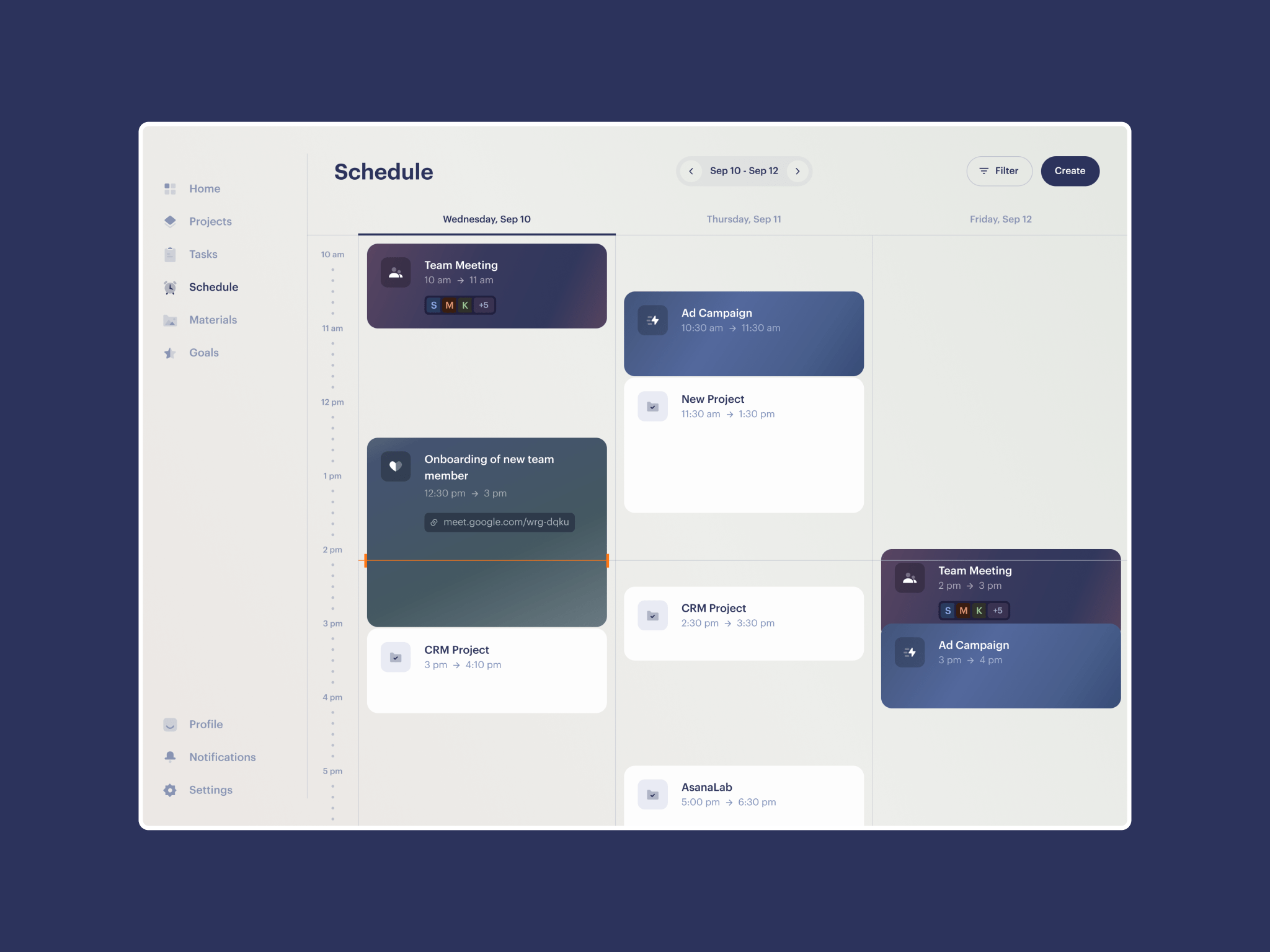 Schedule Animation animation calendar cards drawer form popup product design schedule slider task management ui ux