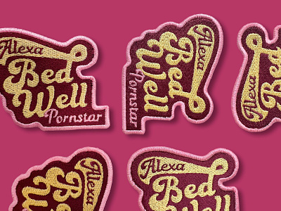 Alexa Bedwell Patches 60s bold custom design embroidered embroidery funny gold humor name patch patches pink porn pornstar sew shape