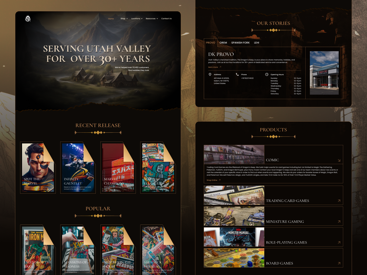 Dragon's Keep: Feed Your comic and Game Appetite. 🔰 7span branding comic dark theme design design trends figma game games graphic design landing page me medieval ui ui design uiux ux web design website website design