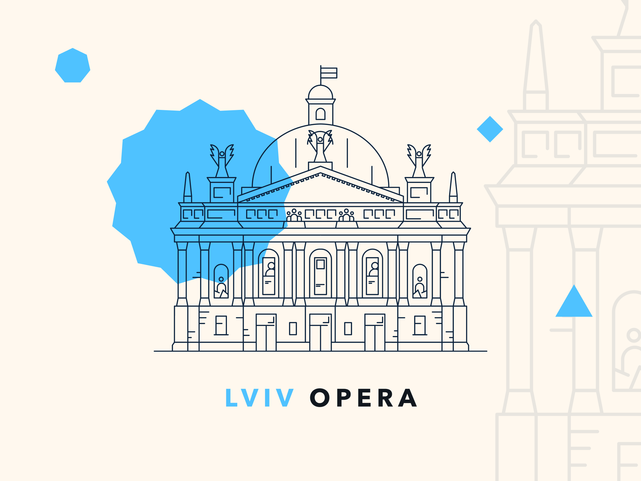 Lviv Opera adobe illustrator artwork design drawing falt style illustration lviv opera house ukraine vector art