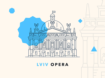 Lviv Opera adobe illustrator artwork design drawing falt style illustration lviv opera house ukraine vector art