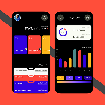 fresh design Bank App application black graphic design mobileapp red ui ux