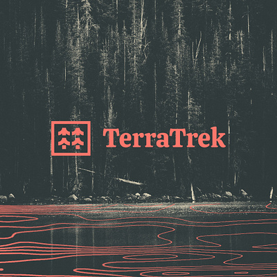 TerraTrek Brand Design backpack branding camping dark design eco concius ecological forest gear graphic design grunge logo minimalistic orange outdoor salmon shirt t shirt tree
