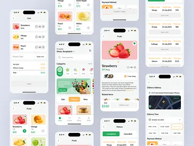 Mobile App Design - Grocery app app design delivery app design food app food delivery app fruit grocery grocery app grocery delivery app grocery store mobile app design online grocery shopping shopping store ui ui design user interface ux ux design vegetable