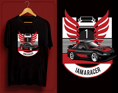 I am a racer T-shirt design branding car clothing t shirt design cool t shirt design design graphic design illustration logo new popular t shirt print red unique vector