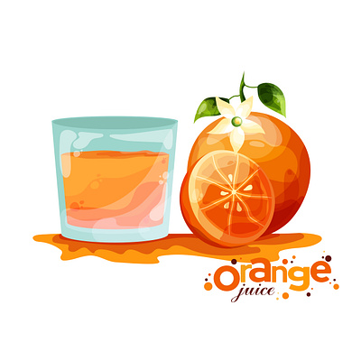 The vector illustration with the glass of orange juice art background design digital food illustrations fruit graphic design healthy arts illustration orange vector vector arts