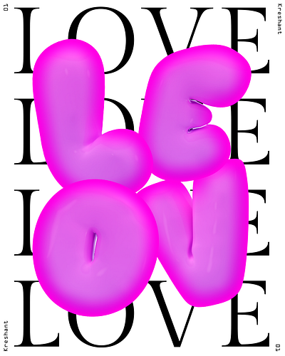 Love Script: A Typography Tapestry of Elegance 2024 3d adobe illustrator adobe photoshop design graphic design graphics illustration inflate poster posterdesign socialmedia typography