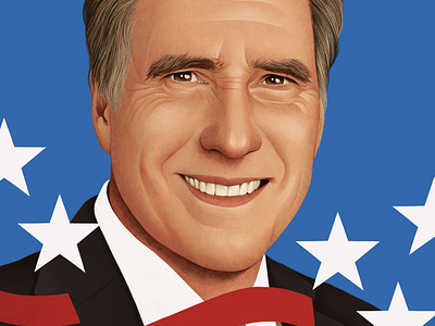 Mitt Romney america business digital editorial flag folioart headshot illustration mercedes debellard politics portrait realist usa