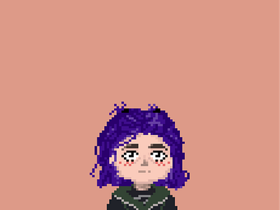 Purple Haired Girl Pixel Art character design illustration illustrator pixel art vector