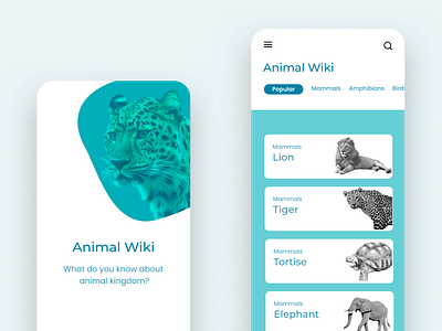 Animal Wiki - Mobile App 3d animation branding design graphic design illustration logo mobile app motion graphics ui ux vector