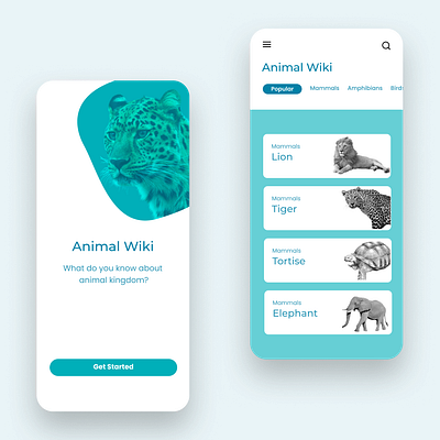 Animal Wiki - Mobile App 3d animation branding design graphic design illustration logo mobile app motion graphics ui ux vector