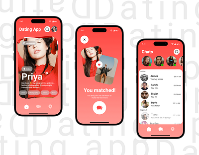 Red theme Dating App app dating design dribble figma ui ux