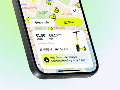 Main screen for Superpedestrian app kicksharing map mobile mobile app product product design scooter superpedestrian ui ux