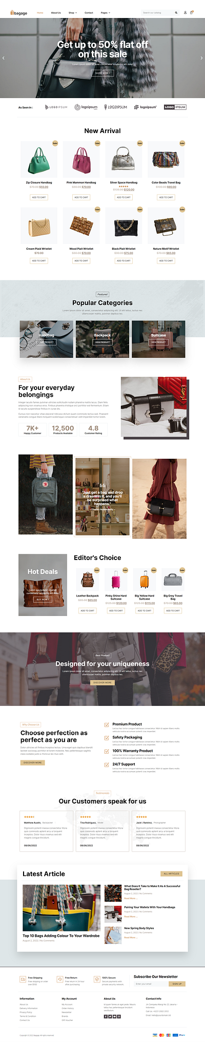 Bag Shop Online Store design graphic design ui ux website wordpress