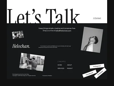 Helochan - Footer Personal Portfolio Template (Webflow & Framer) artist blog business creative cv design designer footer framer personal portfolio profile site small business software technology web design web site webflow website