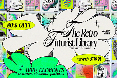 Retro Futurist Library 80% OFF discount elements bundle retro futurist sale texture bundle