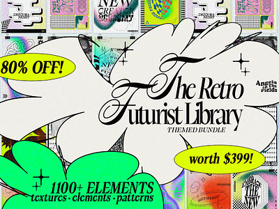 Retro Futurist Library 80% OFF discount elements bundle retro futurist sale texture bundle