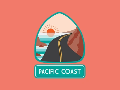 Pacific Coast Highway Badge - Human Nature Designs california california badge california illustration highway 1 human nature designs human nature studios illustration outdoor badge outdoor illustration pacific coast pacific coast badge pacific coast highway pacific coast illustration pch