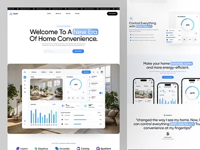 Home Control App Website app chart clean design fireart home landing promo ui ux web