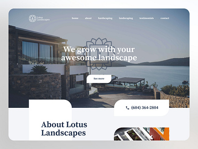 Website for private gardening company Lotus Landscapes garden graphic design ui