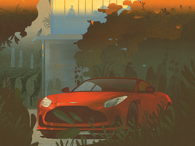 Aston Martin architecture car digital editorial folioart illustration karolis strautniekas luxury magazine cover texture