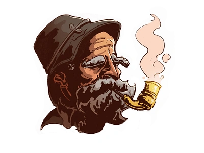 old guy 100heads challenge beard cartoon cartoon illustration cartooning character design design illustration old old guy pipe portrait procreate sketch sketchbook smoking