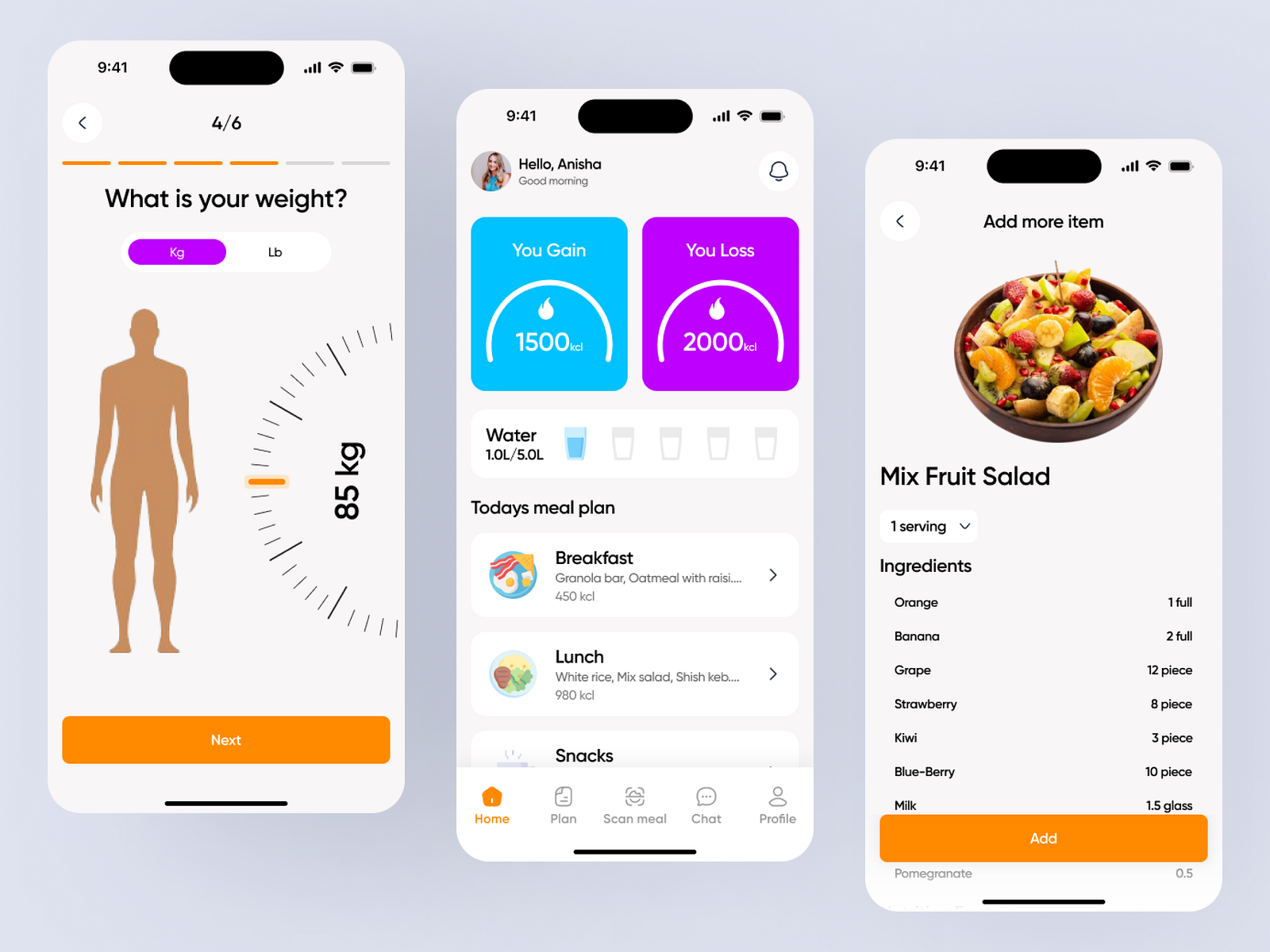 Mobile App Design - Diet & food tracking app by Jahid Chowdhury for ...