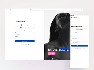 Create account - BeautyBook app concept create account design figma login minimalism onboarding product desing signin signup ui ux