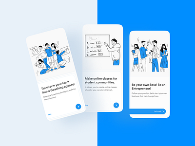 Onboarding Screens for Online Coaching App app clean concept design illustration onboarding product design ui ux